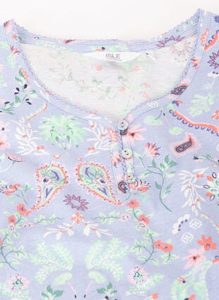 Pure Cotton Button Notch Neck Printed Nightdress