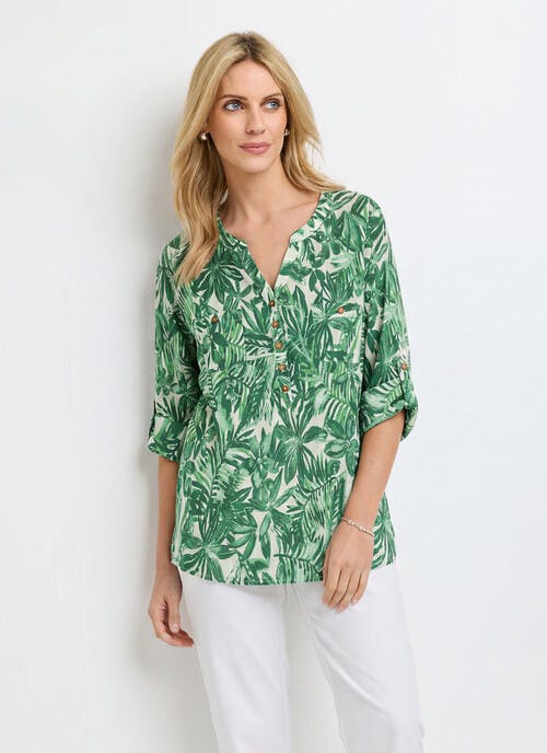 Pure Cotton Notch Neck Blouse 