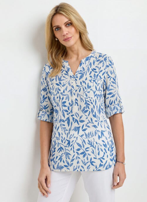 Pure Cotton Notch Neck Blouse 