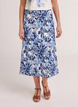Linen Rich Printed Skirt