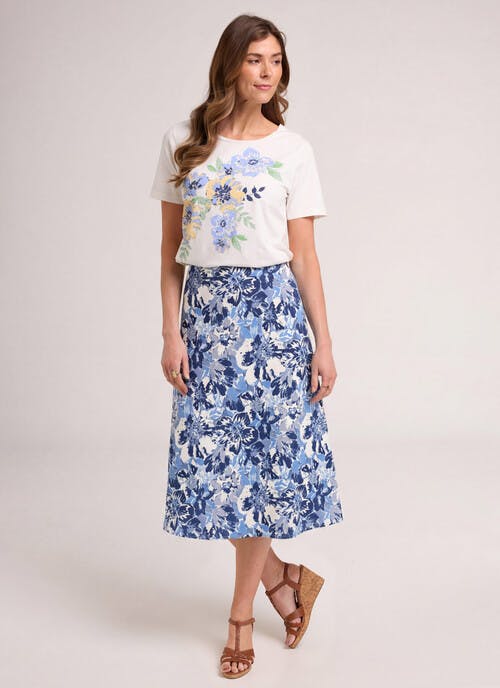 Linen Rich Printed Skirt