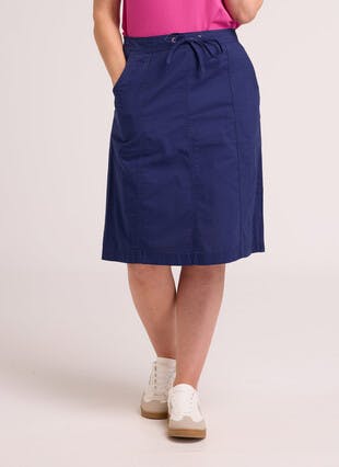 Pure Cotton Chambray Knee-Length Skirt
