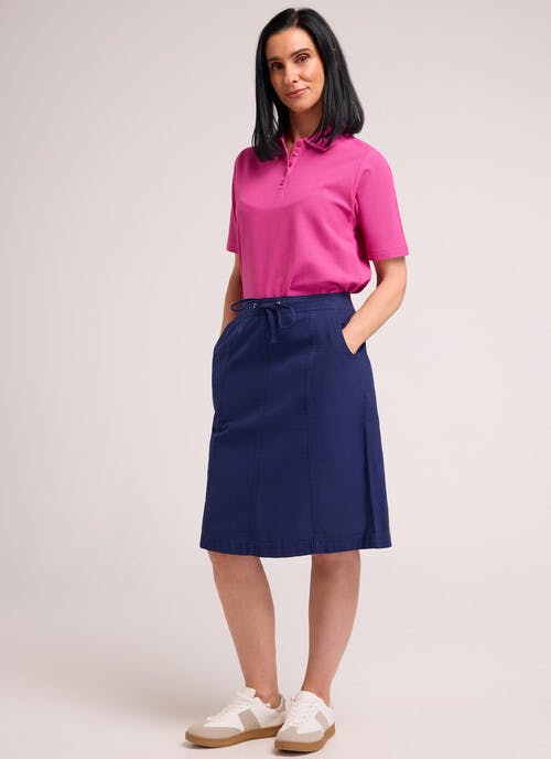 Pure Cotton Chambray Knee-Length Skirt