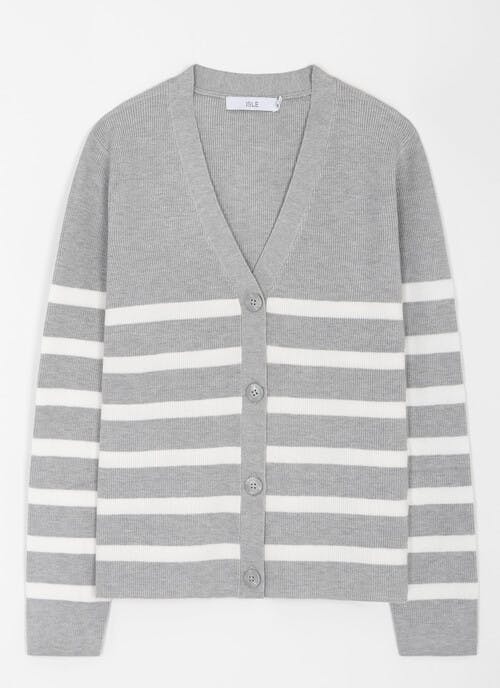Striped V Neck Cardigan