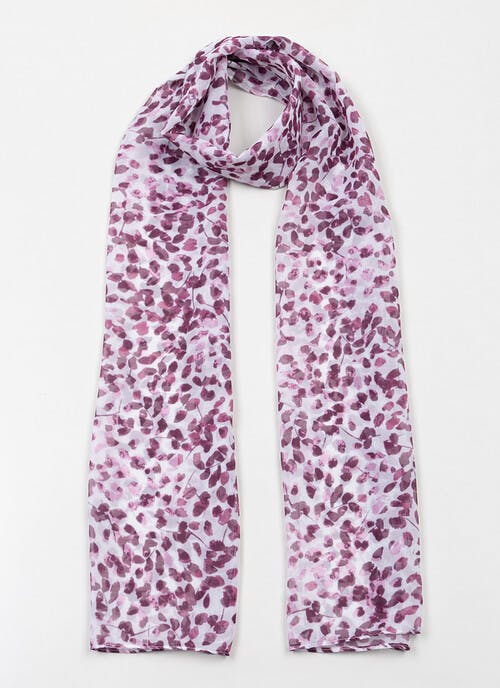 Lightweight Leafy Print Scarf