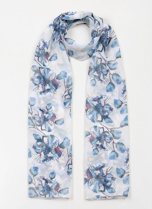 Lightweight Floral Print Scarf
