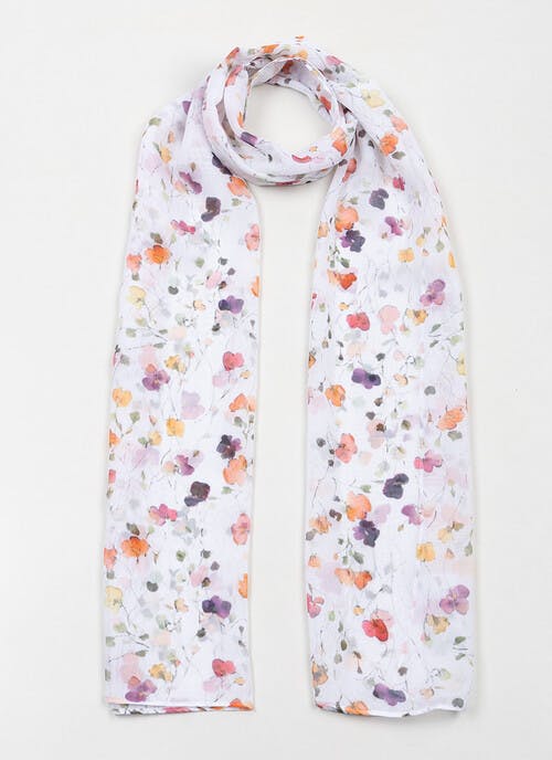 Lightweight Watercolour Floral Print Scarf