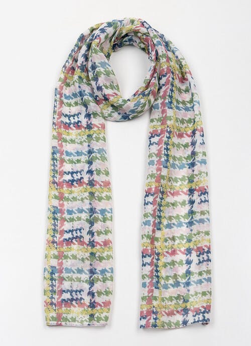 Lightweight Houndtooth Check Print Scarf