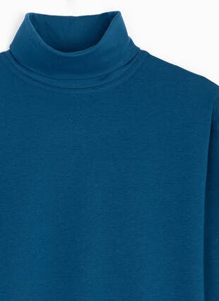 Pure Cotton Roll Neck Long Sleeve Jersey Top