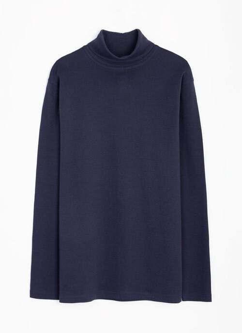 Pure Cotton Roll Neck Long Sleeve Jersey Top