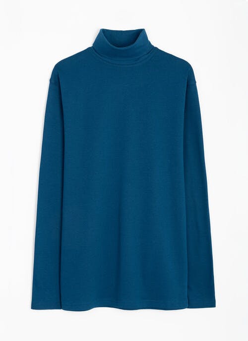 Pure Cotton Roll Neck Long Sleeve Jersey Top