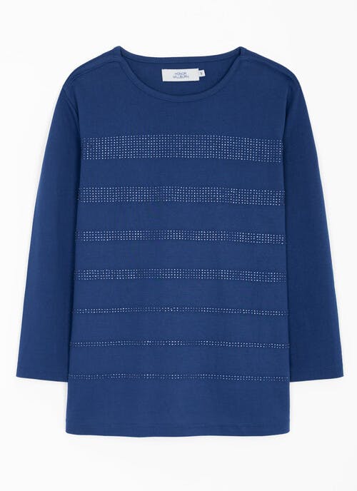 Embellished Striped Jersey Top