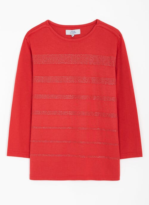 Embellished Striped Jersey Top