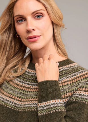 Soft Touch Fairisle Yoke Crew Neck Jumper