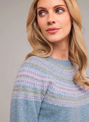 Soft Touch Fairisle Yoke Crew Neck Jumper