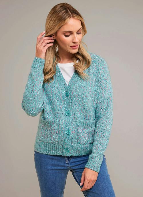 Tweedy Nep V Neck Cardigan