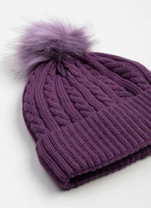 Fur Lined Knit Cable Hat