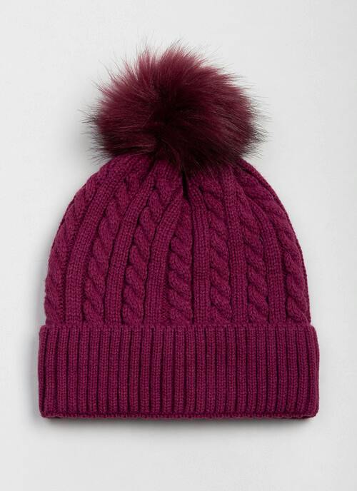 Fur Lined Knit Cable Hat
