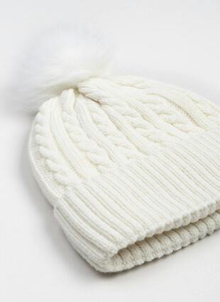 Fur Lined Knit Cable Hat