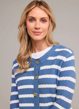 Pure Cotton Textured Stripe Cardigan