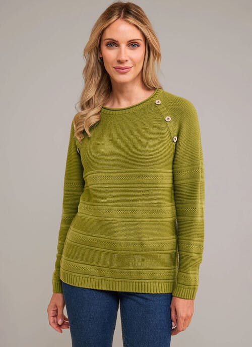 Button Detail Crew Neck Jumper