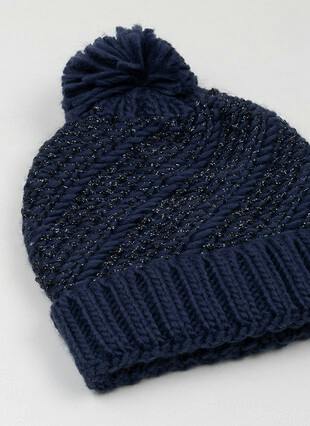Fleece Lined Sparkle Knit Hat 