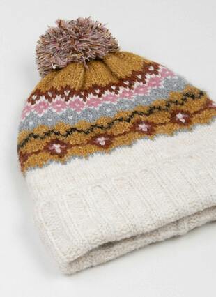 Fur Lined Fairisle Knit Hat