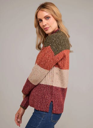 Cosy Nep Stripe Turtle Neck Jumper