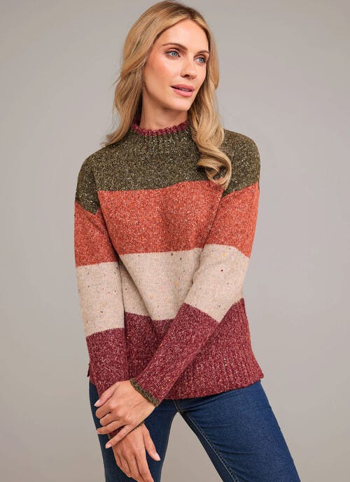 Cosy Nep Stripe Turtle Neck Jumper