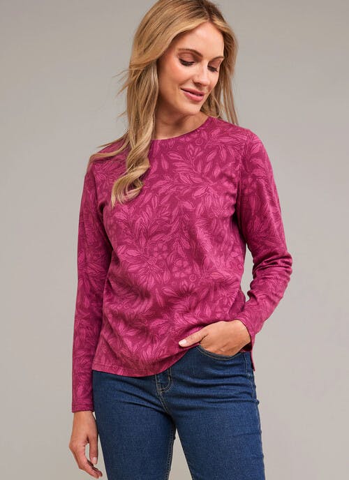 Pure Cotton Printed Crew Neck Top