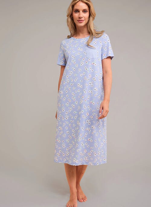 Pure Cotton Longer Length Printed Nightdress 