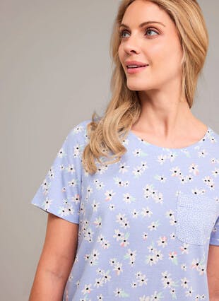 Pure Cotton Longer Length Printed Nightdress 