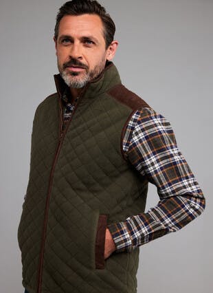 Quilted Fleece Gilet With Faux Suede Trim