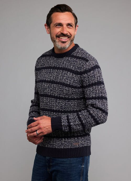 Chunky Knit Stripe Crew Neck Jumper