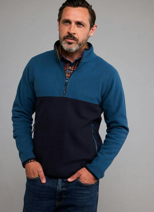 Colour Block Half Zip Fleece