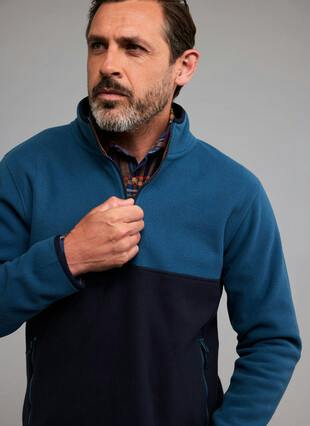 Colour Block Half Zip Fleece