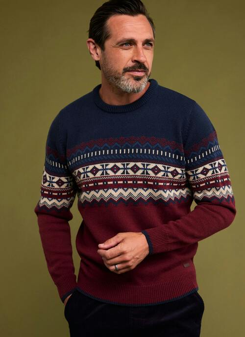 Wool Blend Crew Neck Fairisle Jumper