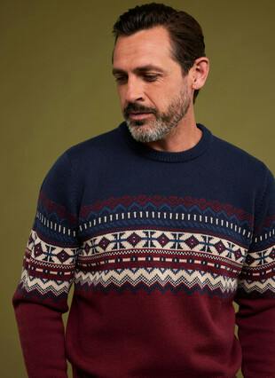 Wool Blend Crew Neck Fairisle Jumper