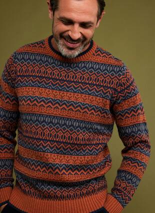 Wool Blend Fairisle Crew Neck Jumper