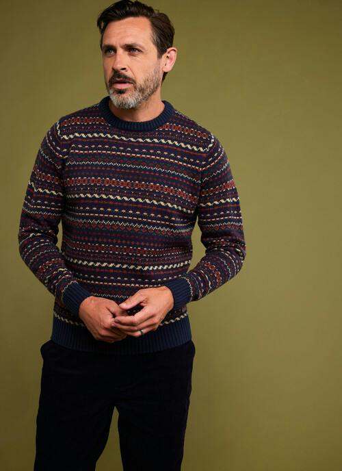Wool Blend Fairisle Crew Neck Jumper