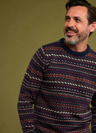 Wool Blend Fairisle Crew Neck Jumper
