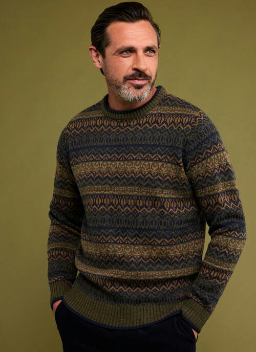 Wool Blend Fairisle Crew Neck Jumper