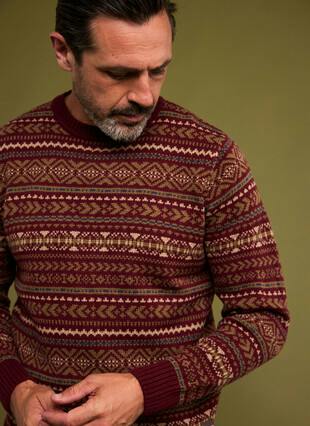 Wool Blend Fairisle Crew Neck Jumper
