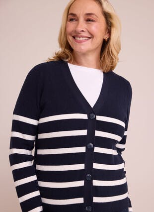 Striped V Neck Cardigan