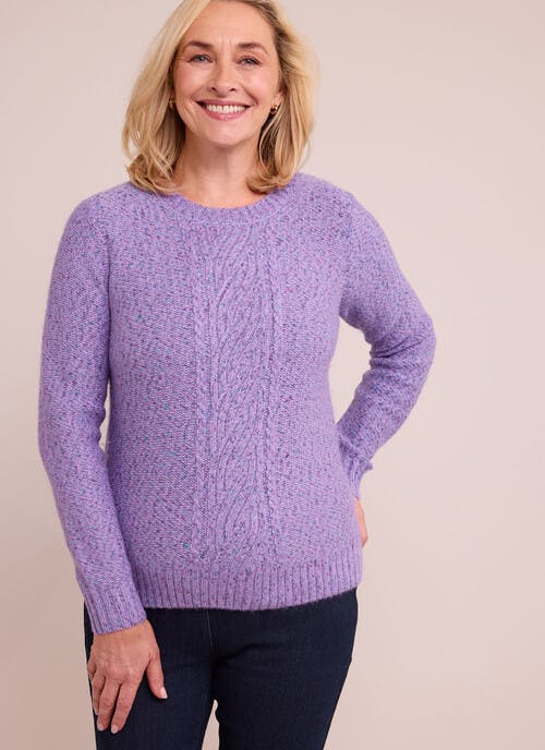 Tweedy Nep Cable Crew Neck Jumper