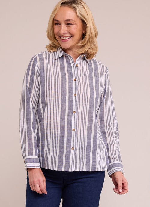 Pure Cotton Collared Striped Shirt