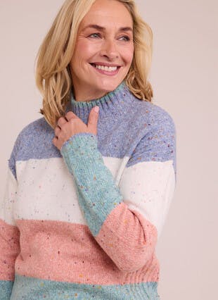 Cosy Nep Stripe Turtle Neck Jumper