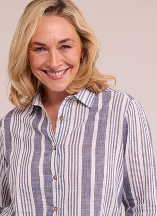 Pure Cotton Collared Striped Shirt