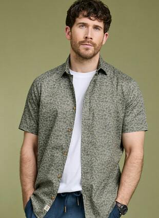 Pure Cotton Slub Print Short Sleeve Shirt