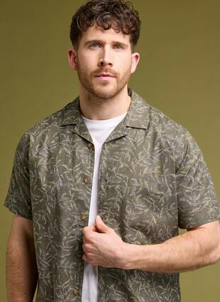 Pure Cotton Slub Print Short Sleeve Shirt